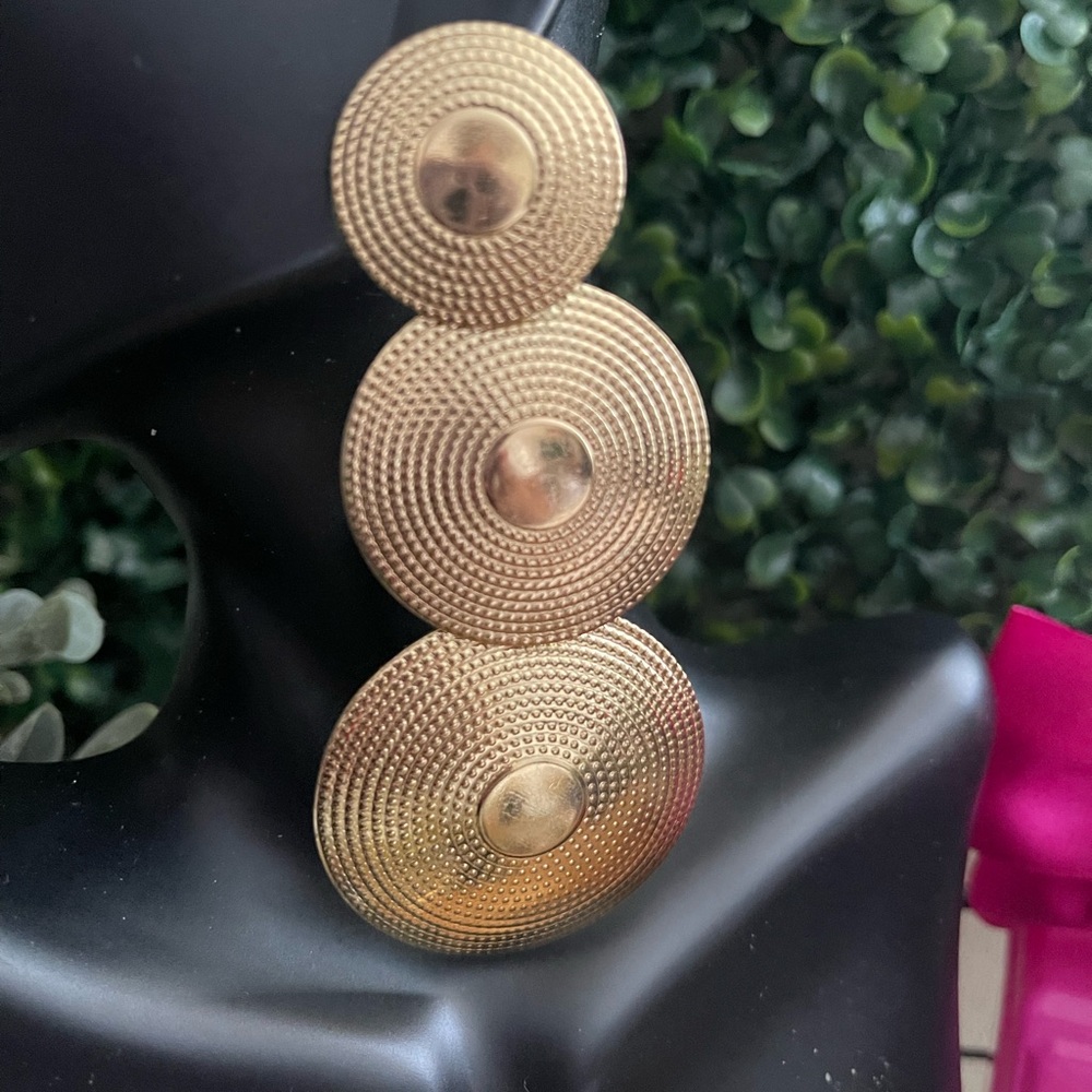 Gold Geometric Statement Earrings - image 2